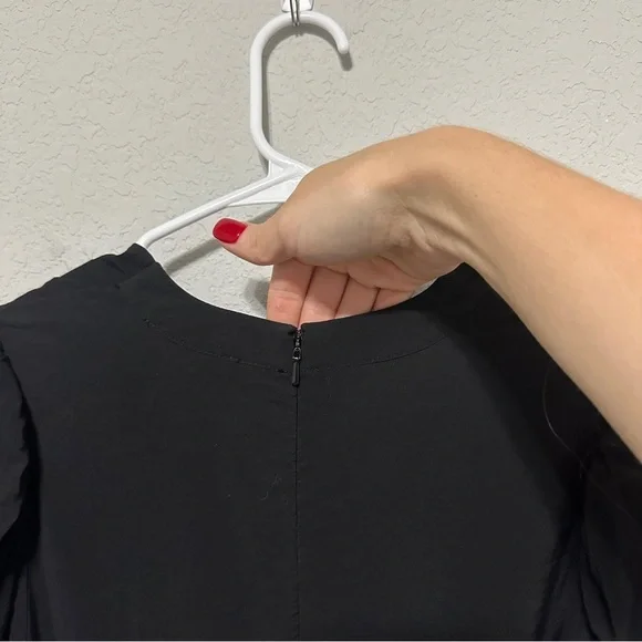 Chlesey28 Pleated Puff Shoulder Long Sleeve Midi Dress Black Womens Size Small - Picture 12 of 14